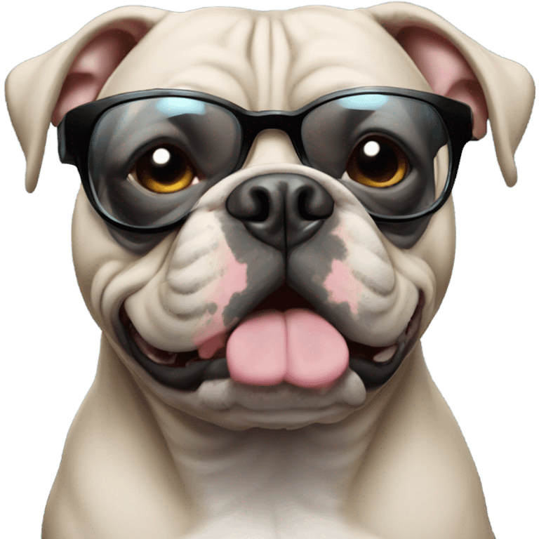 Black American Bully with tinted glasses emoji