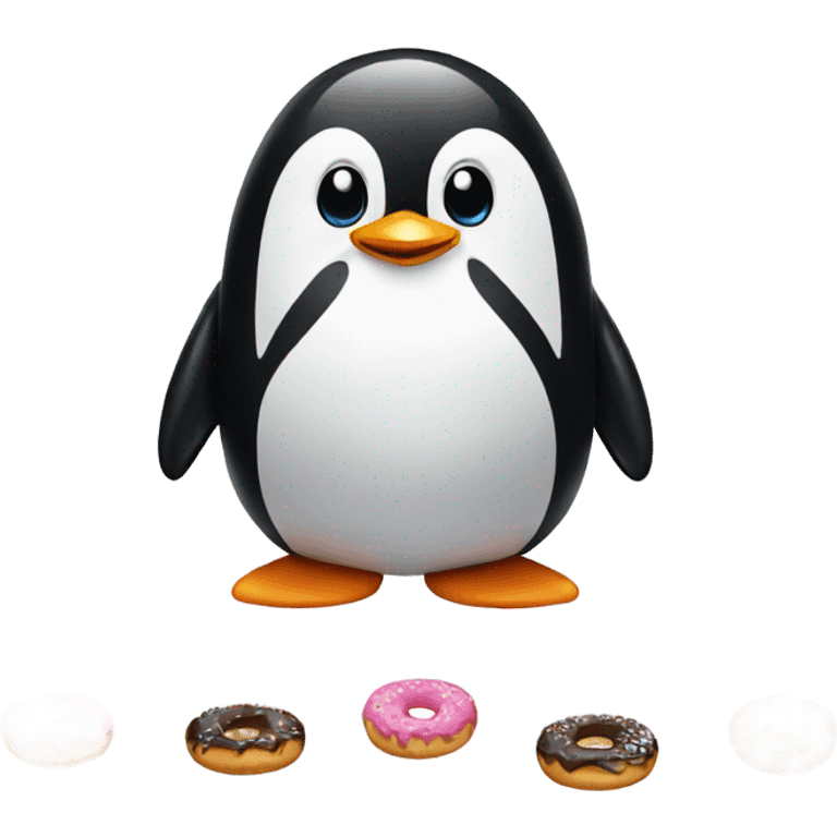 Penguin with Donuts  emoji