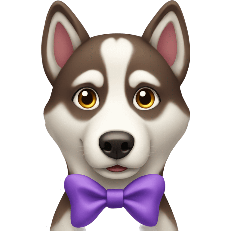 Brown husky wearing purple bow emoji