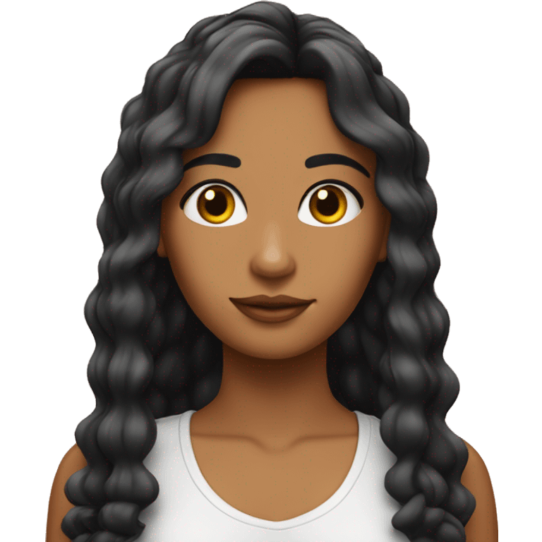 Chica sin cejas con cabello largo y frentona negra emoji