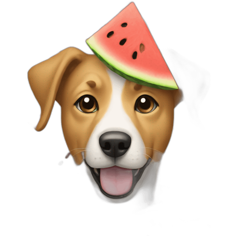 Dog with a water melon on its head emoji