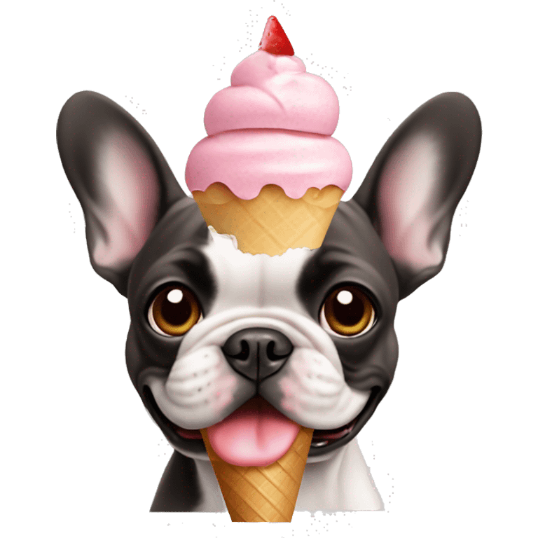 French bulldog with ice cream emoji