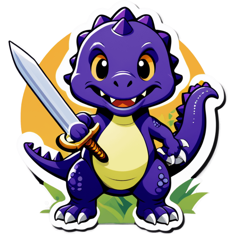 Dinosaur with sword emoji