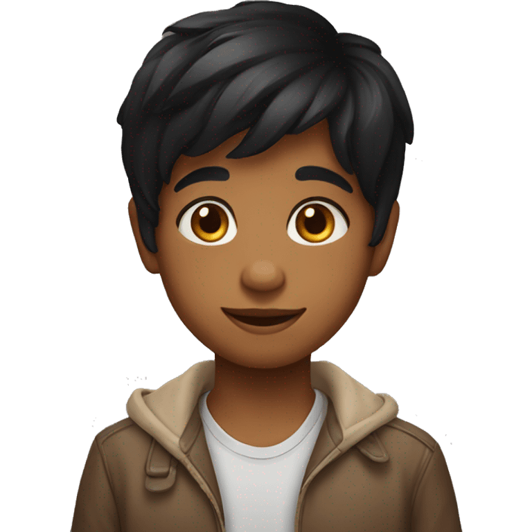 black hair india kid emoji