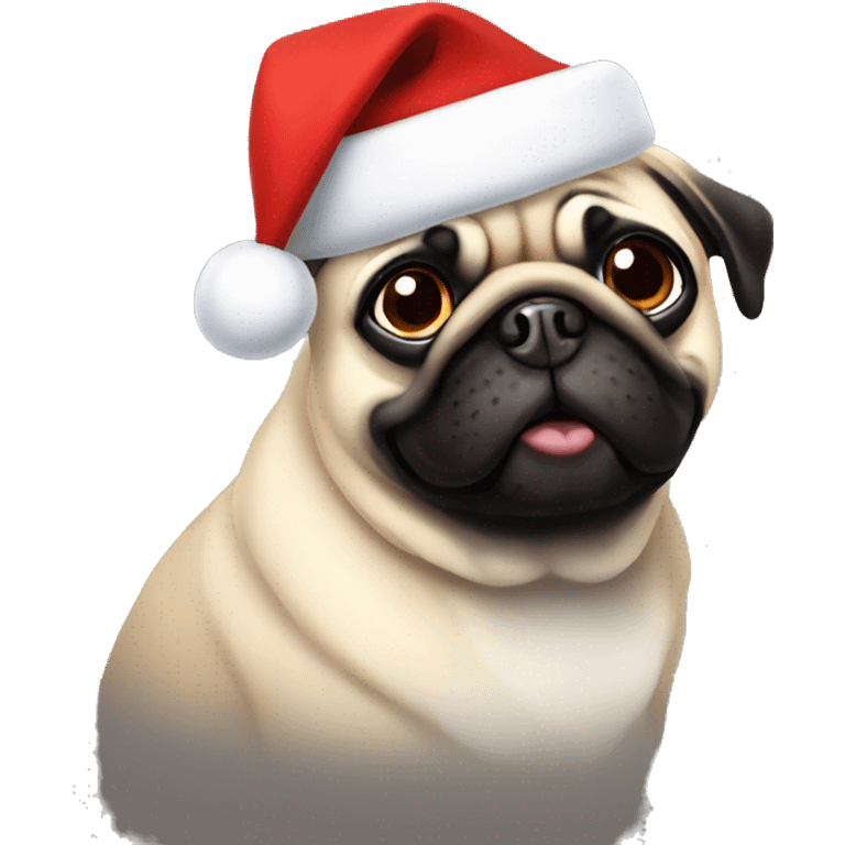 Pug wearing Santa hat emoji