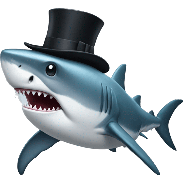 Shark with a top hat emoji