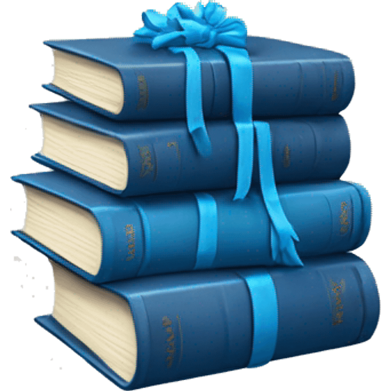 blue books stacked up and tied together with a blue bow  emoji