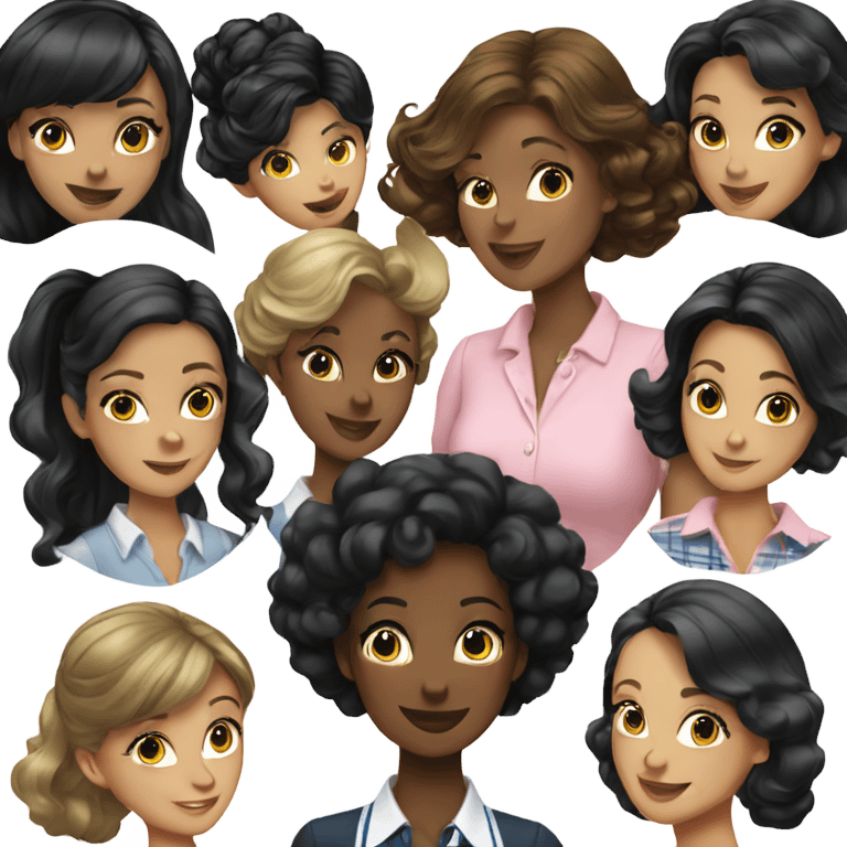 A group of preppy ladies, black hairstyless emoji