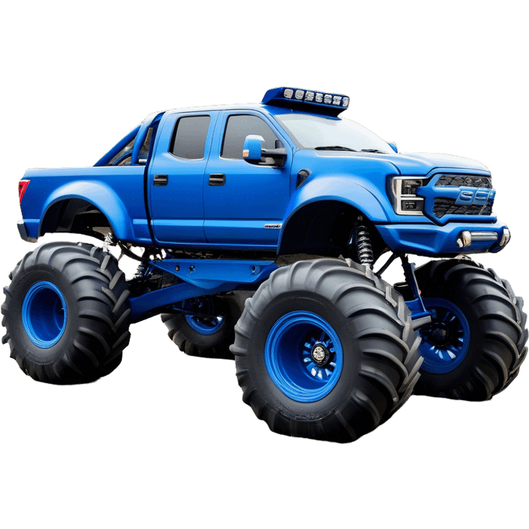 Bigfoot - Bigfoot 4x4 (Model Year: 2022) (Iconic colour: Blue) - An oversized, rugged monster truck with bold, aggressive lines painted in a striking blue. Focus on massive, rugged tires and a muscular chassis that exudes raw power and an urban legend feel. emoji