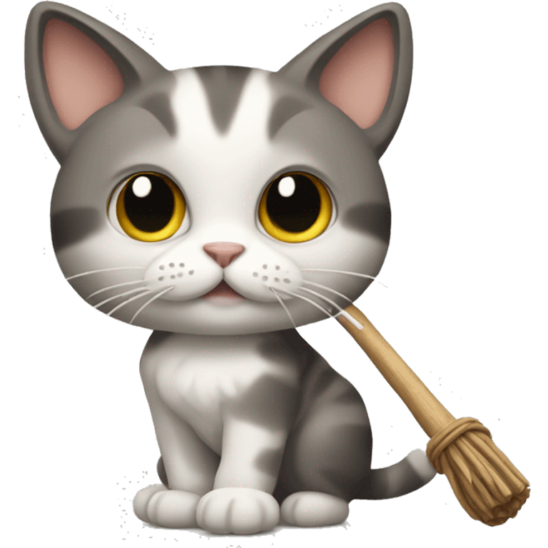 Cat with a stick emoji