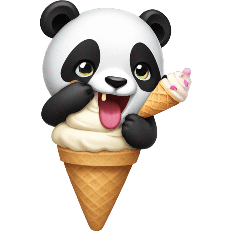 Panda eating ice cream emoji