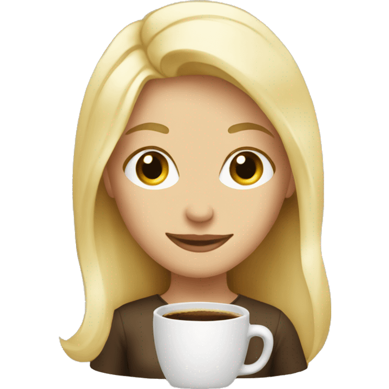 Blonde girl with coffee emoji