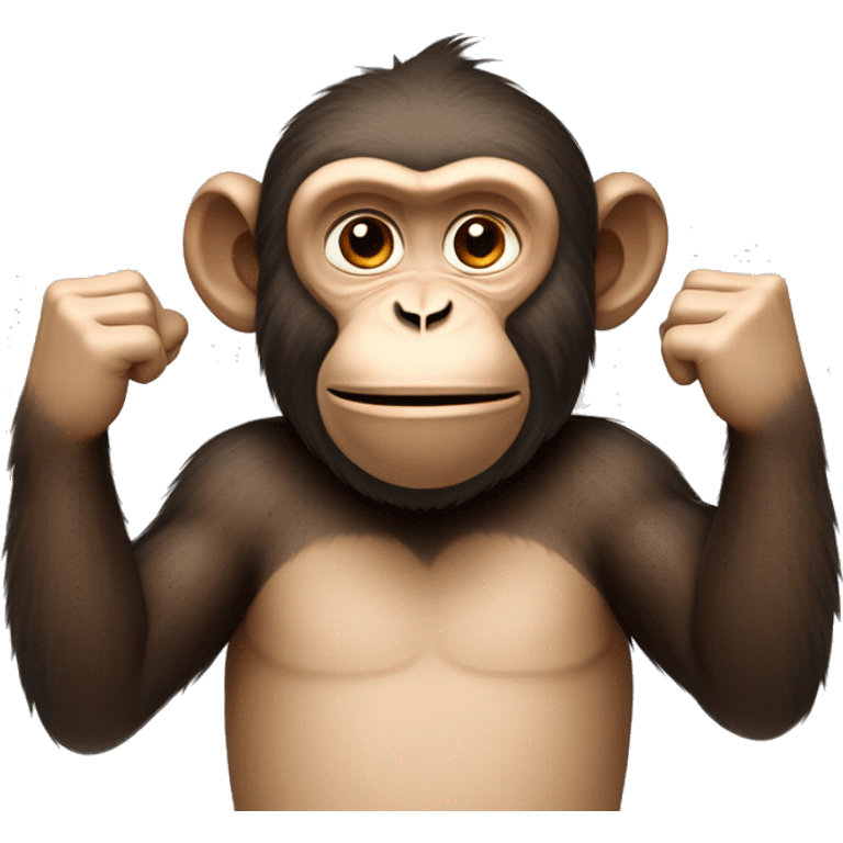 A monkey like the three monkeys. But the hands are on the sides and point upwards. You see the the open inner side of the hands emoji