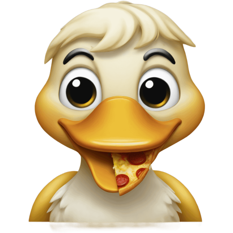 Duck eating pizza emoji