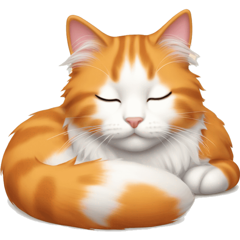 Cute emoji sleeping long haired orange and white kitty  emoji