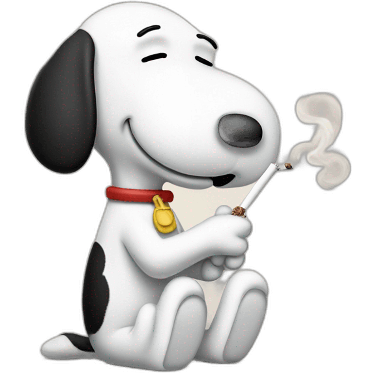 Snoopy ingaling a ciggy emoji