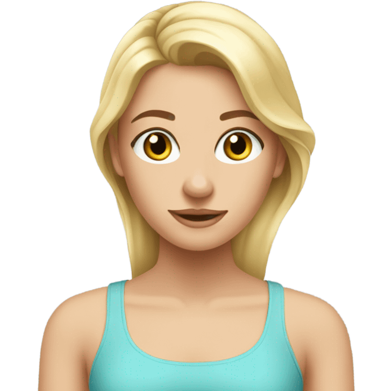 A pretty blonde teen girl doing Pilates emoji