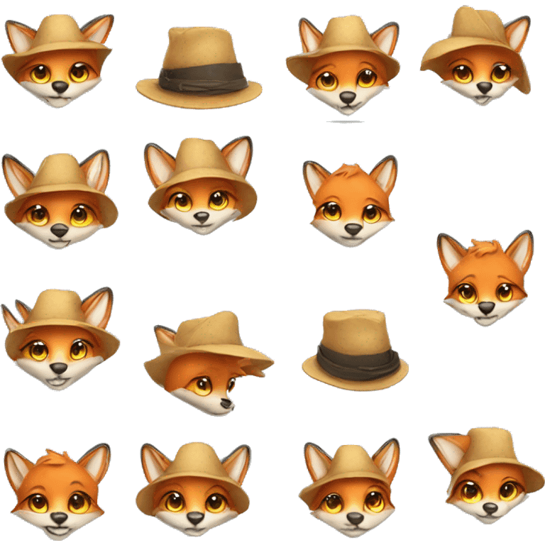 cute cartoon fox in a hat emoji