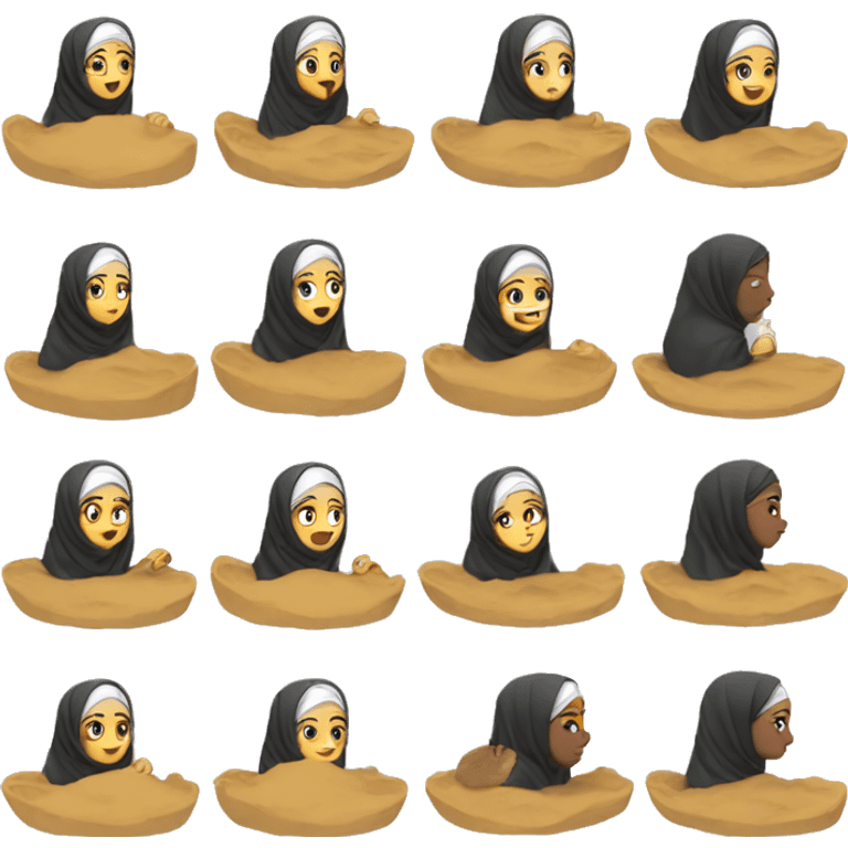 Hijabi eating sand which emoji