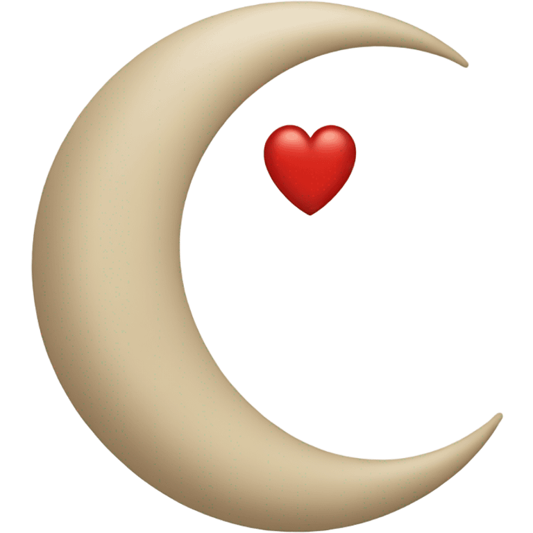 crescent beige moon with red heart emoji