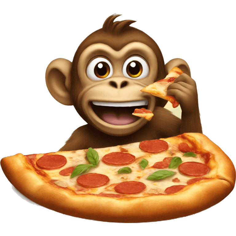 a monkey eating pizza emoji