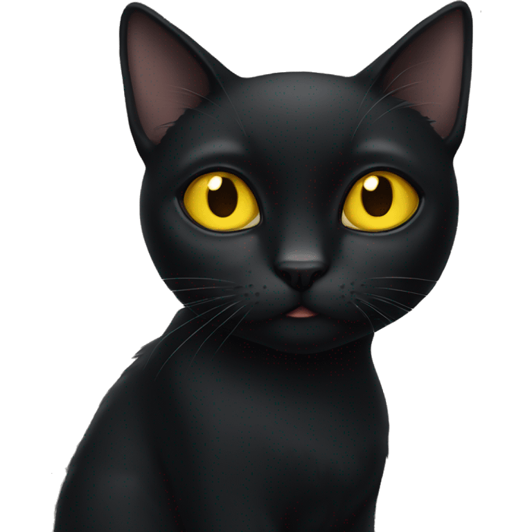 black cat with yellow eyes emoji