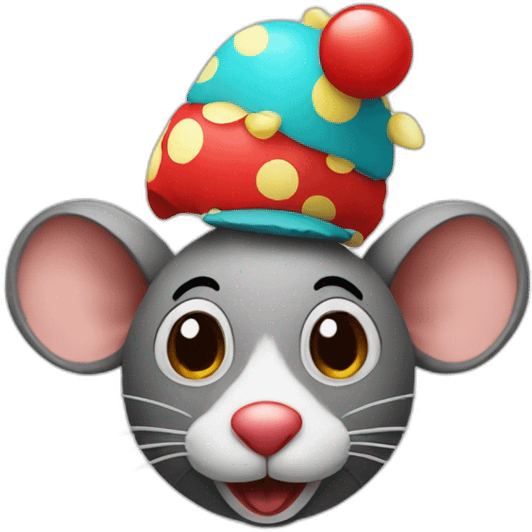 rat sitting on head of clown emoji