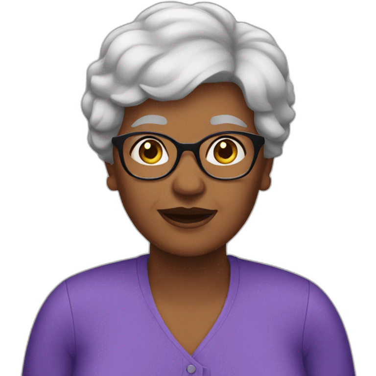 short black hair grandma emoji