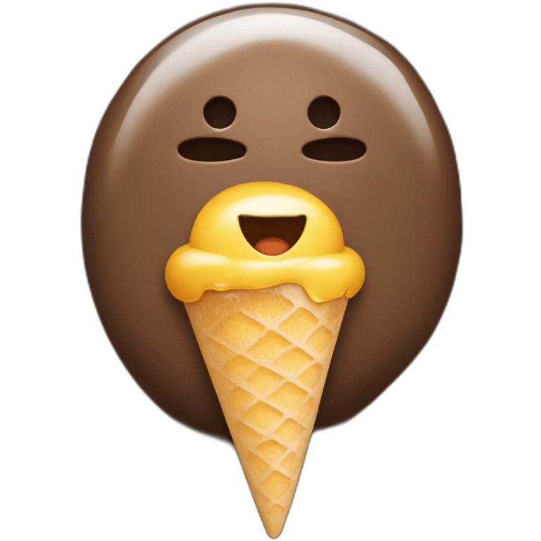 un brun mangeant une glace emoji