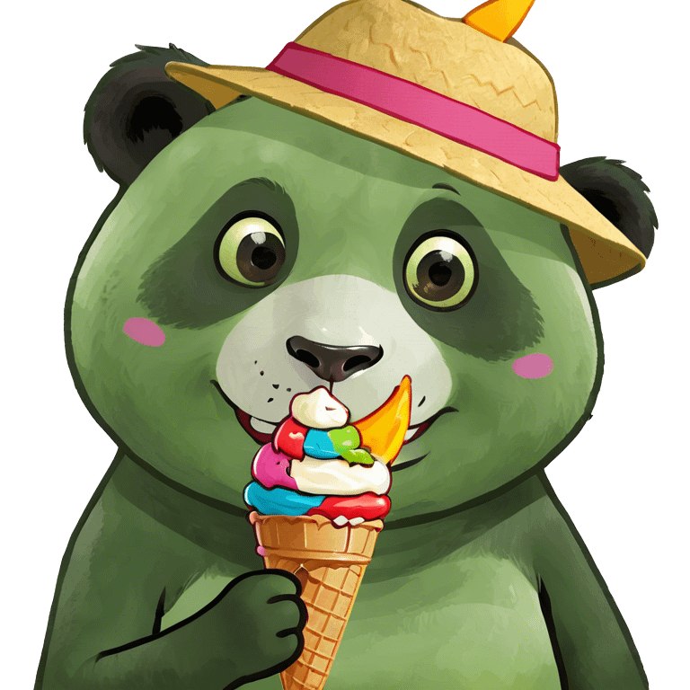 Panda eating ice cream emoji