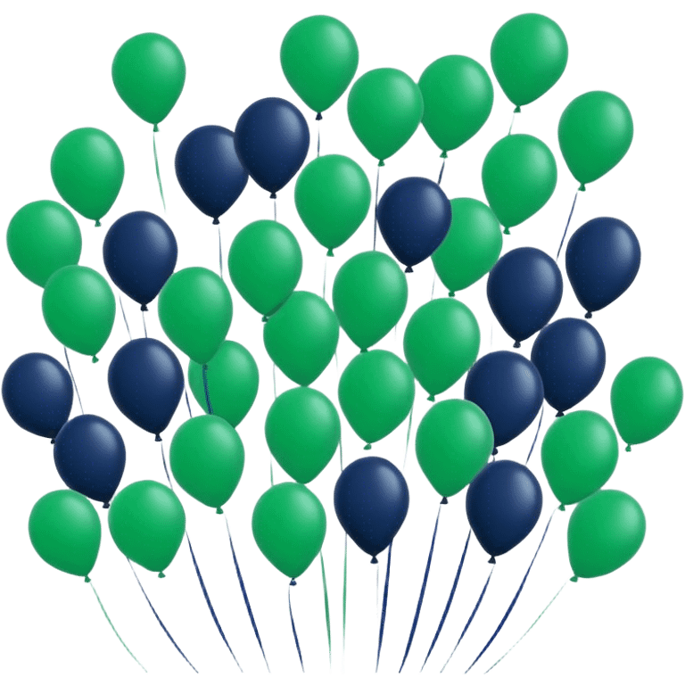 many of deep green and navy blue Baloons 4K emoji