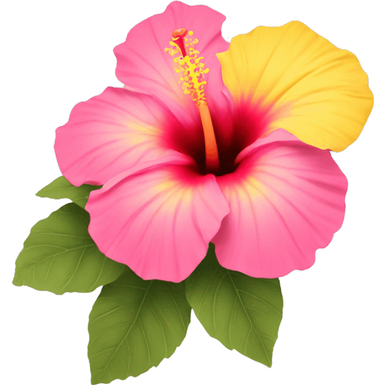 yellow and pink hibiscus flower emoji