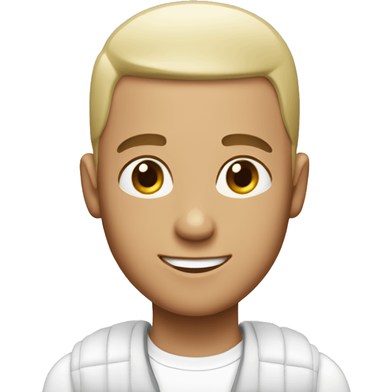 A guy with a buzz cut with a white cap emoji