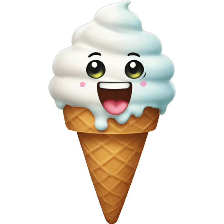 ice cream with happy face emoji