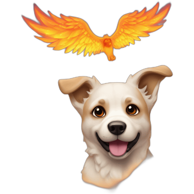 Perro con alas en un cielo de fuego emoji