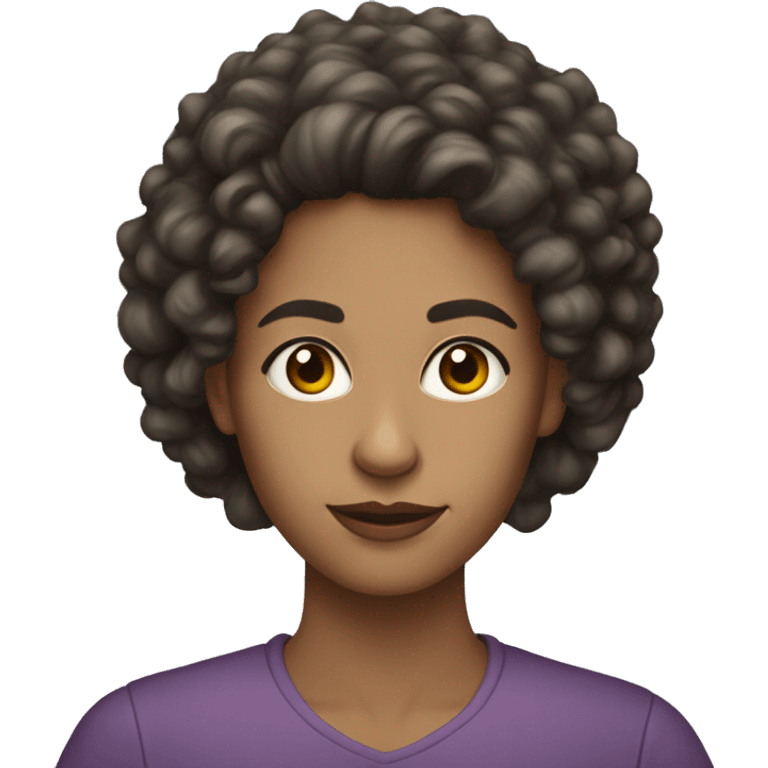 long dark curly hair brown eyes oval face woman light skin teacher emoji