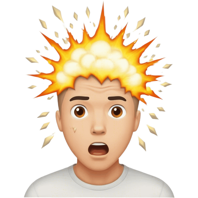 Surprised man with explosion coming from head emoji