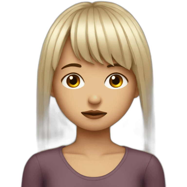 beatiful fringe girl sad about a boy emoji