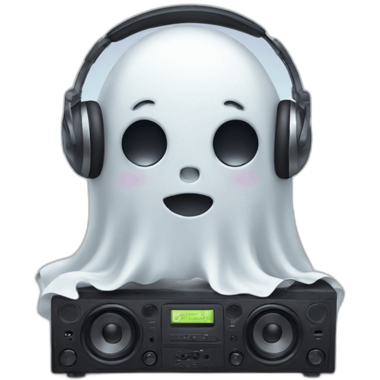 cute ghost listening music emoji