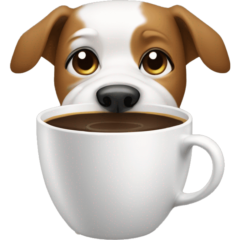 Dog drinks coffe emoji