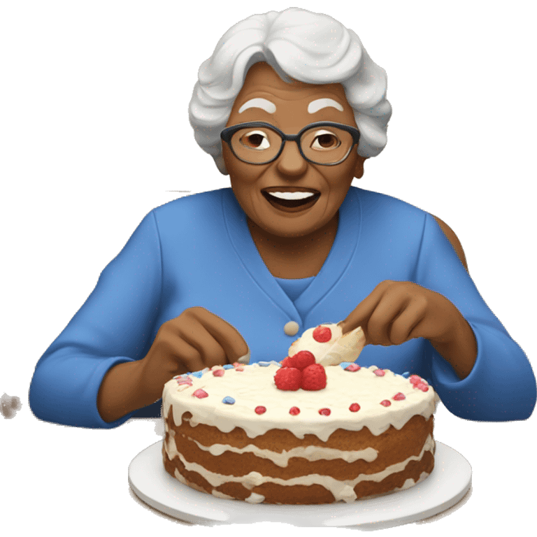 Grandma eating a cake emoji