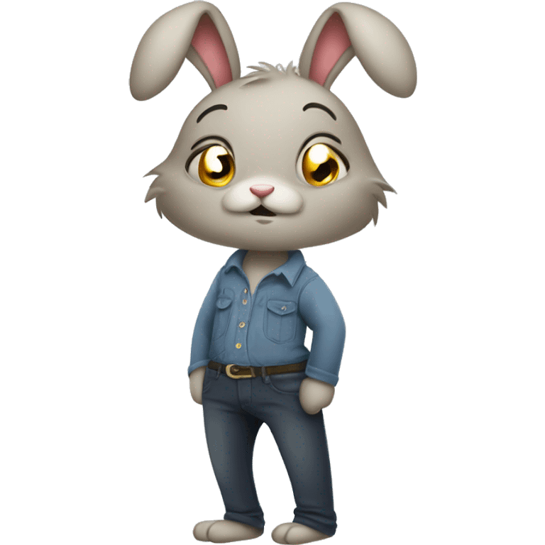 an anxious rabbit in pants half body  emoji