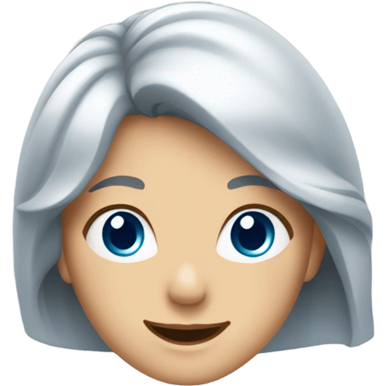 Blue eyed grey hair happy girl emoji