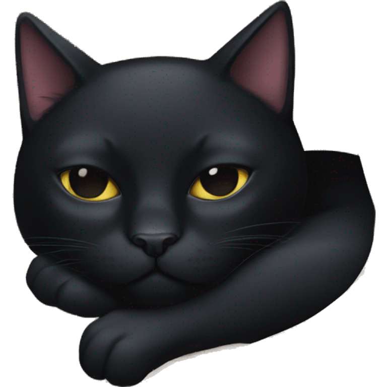 black cat curled up in a ball sleeping emoji