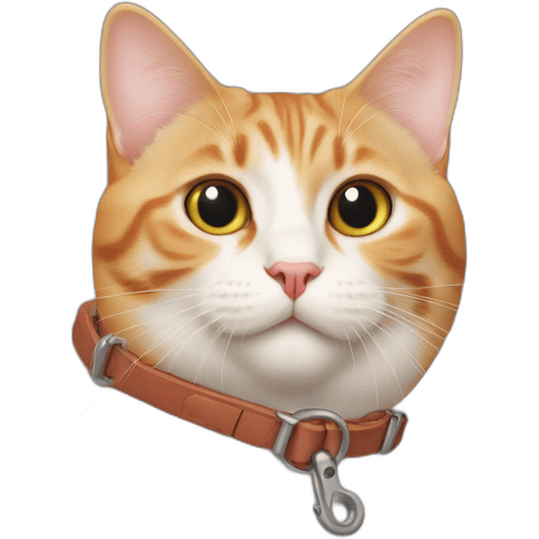 cat with a sausage leash emoji