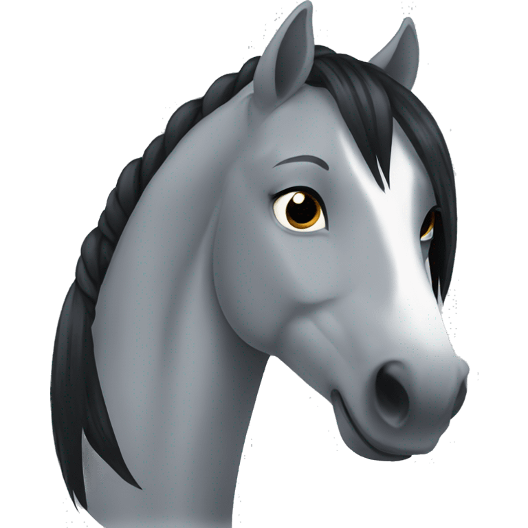 a grey horse with black hair emoji