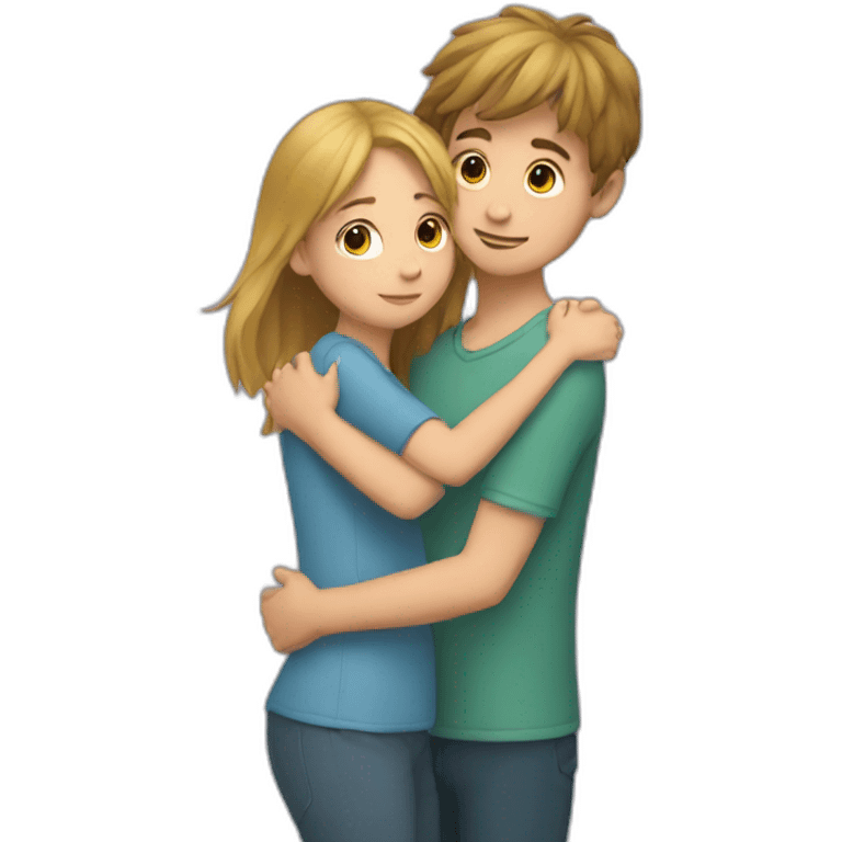 Girl huging a boy  emoji