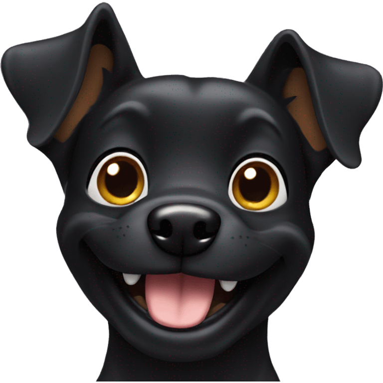 Black dog smiling emoji