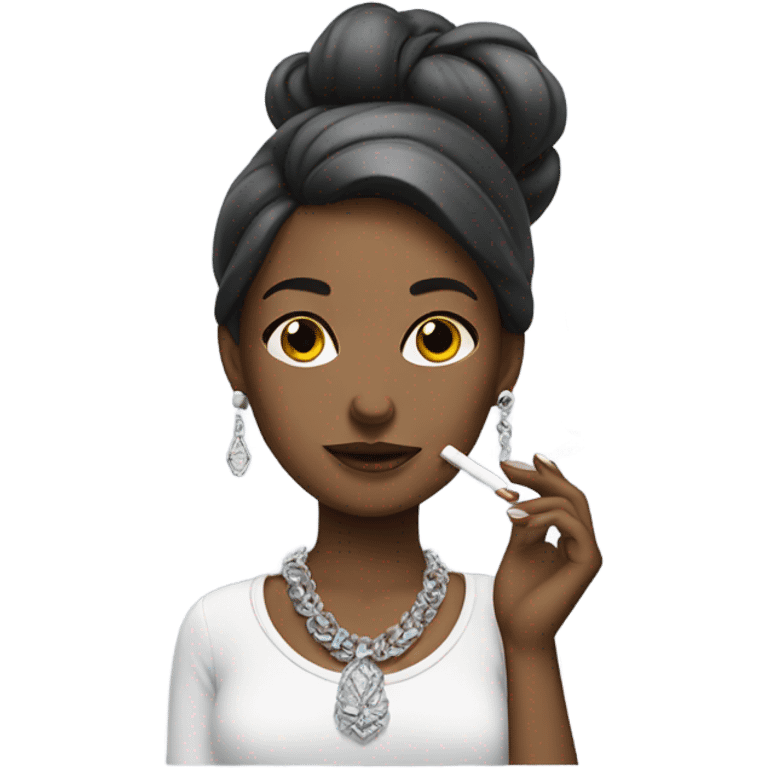 smoking girl with silver jewelry emoji