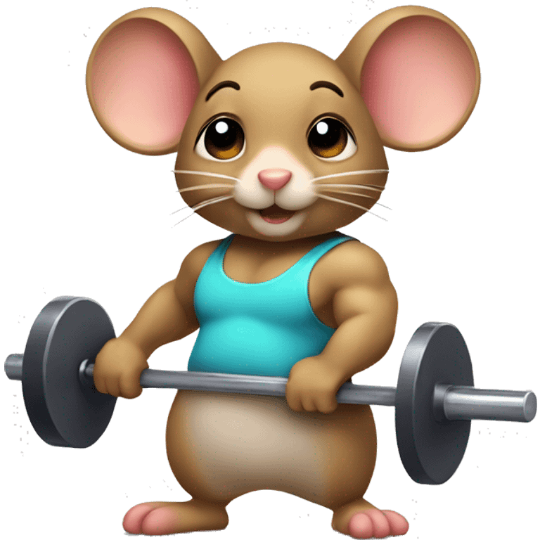 Cute mouse with barbell emoji